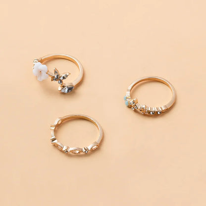Boho Chic Ring Collection - Handmade Flower Rings with Gold Plating, Stackable for Layering, Elegant Party & Wedding Accessories