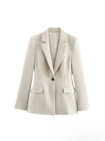 KONDALA Vintage Chic Office Lady Solid Women Suit Pockets V Neck Blazer Straight Loose Pants New Fashion 2025 Spring Autumn Sets