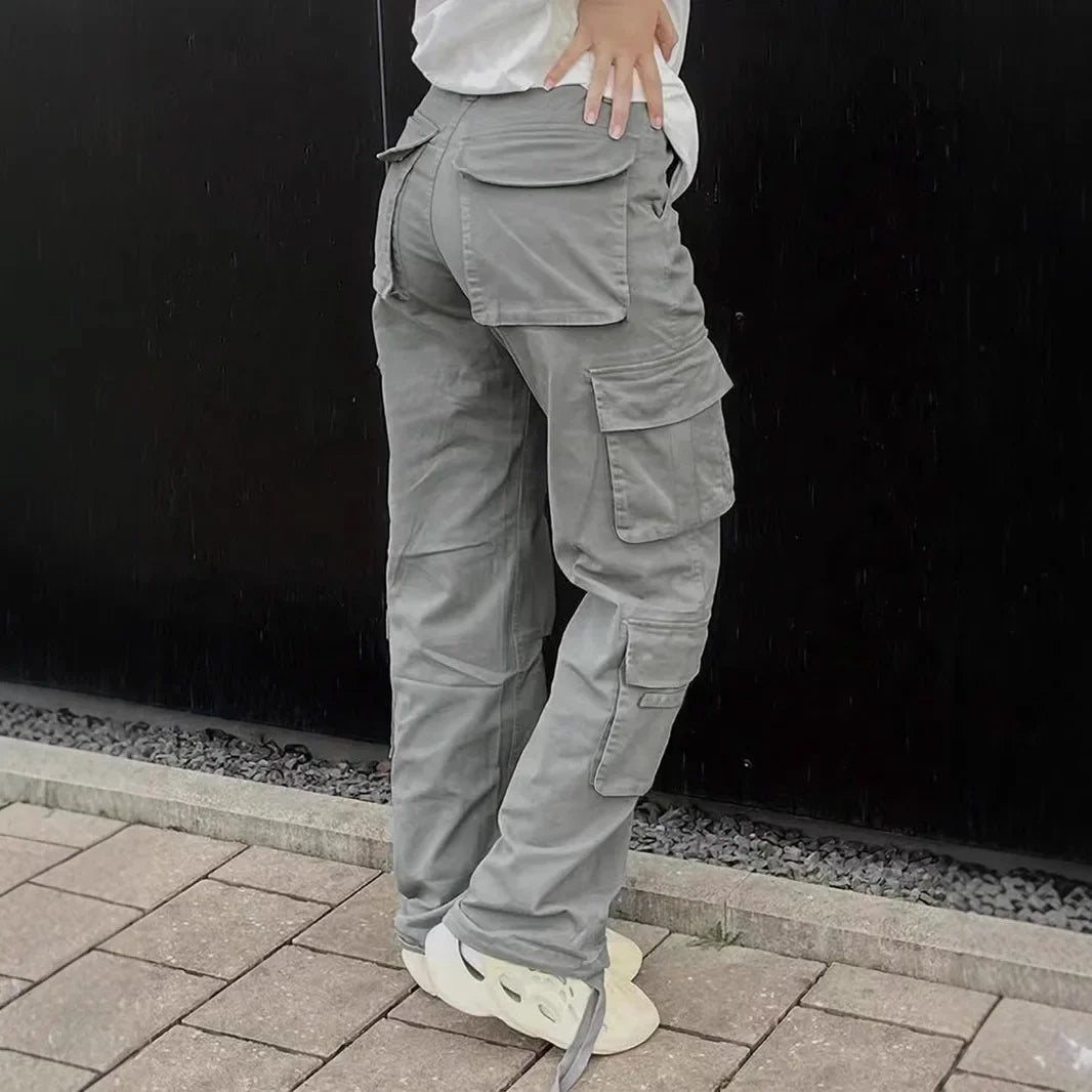 Casual Women's Tactical Pants Straight Leg Mountain Climbing High Street Spring Summer New Style Workwear Long Trousers