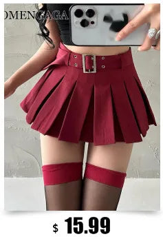 WOMENGAGA Leather Matte Slim Mini Sexy Fashion PU Hot Short High Waist Skirt Korean Nightclub Streetwear Wholesale Clothes 7ST