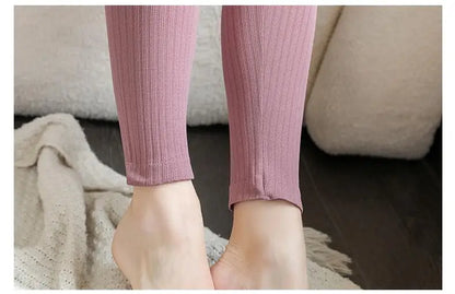 FINETOO 2 Pieces Women Thermal Underwear Sexy Long Sleeve Winter Clothes Seamless Thermal Intimate Set Ladies Thick Sleepwear