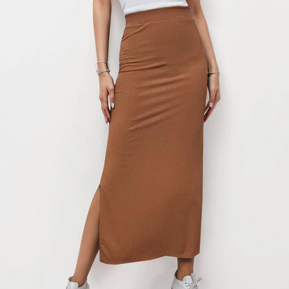 Solid Color High Waist Pencil Skirt Women Slim Fit Wrap Split Ribbend Long Maxi Skirt Summer Streetwear A Bottomed Skirts юбка