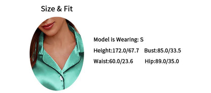 Women's Lapel Neck Sleepshirt Sleepwear Summer Satin Pajamas Set Casual Short Sleeve Buttons Top And Elastic Shorts Lounge Set