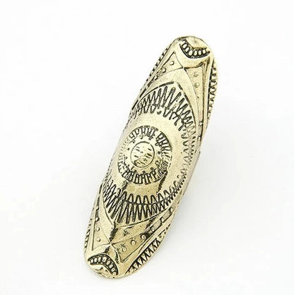 Bohemian Ethnic Ring Retro Style Punk Traditional Personality Carved Shield Joint Ring Statement Jewelry Fresh Accessories