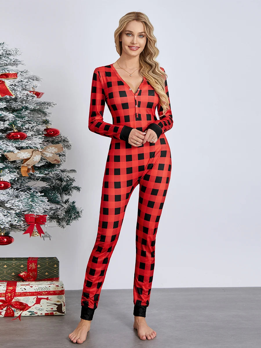 Women's 1Piece Lounge Pajamas Star Print Sexy Butt Button Back Flap Jumpsuit Sleepwear Romper Oversized Homewear