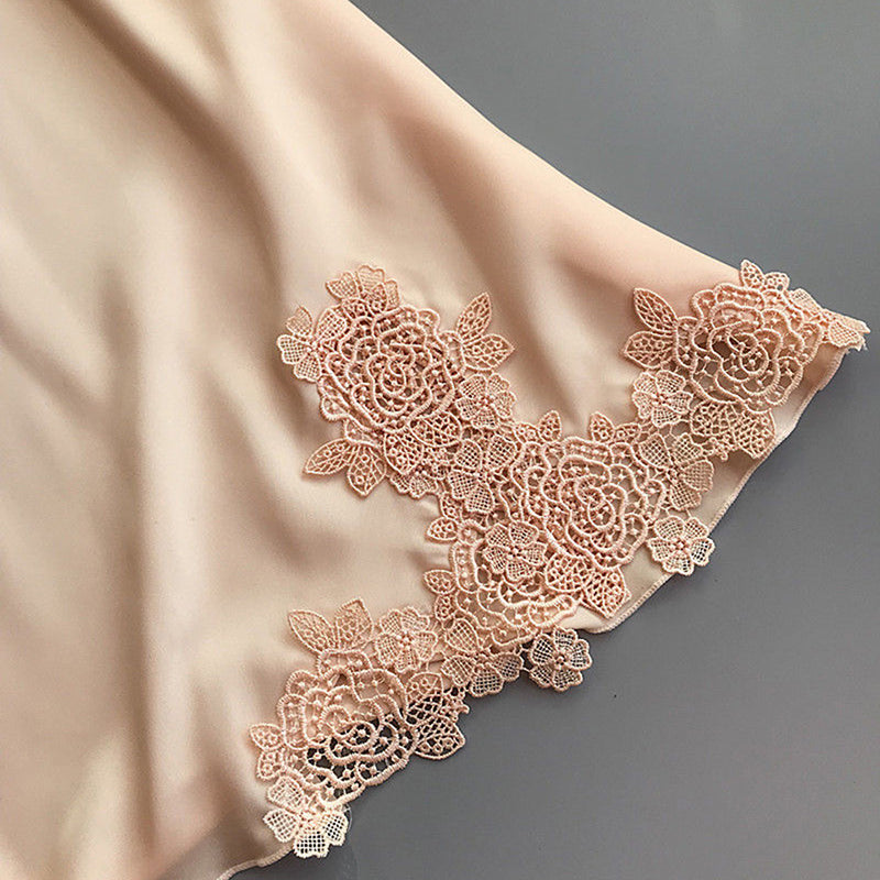 Women Sexy Lingerie Silk Lace Robe Dress Babydoll Nightdress Nightgown Sleepwear