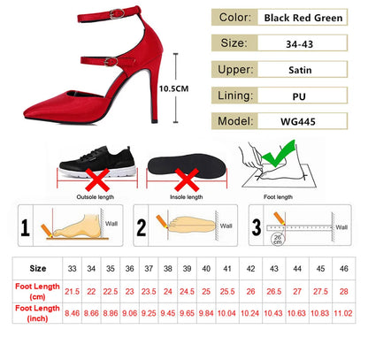 2025 Sexy Classic High Heels Women Sandals Summer Shoes Ladies Pumps Heels Woman Buckle Ankle Strap Shoes Green Black size 34-43