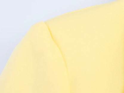 KONDALA Elegant Yellow Blazer Women's Double-breasted Lapel Blazer Fashion High Street 2025 Spring Summer Holidays Commute Suit