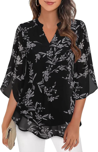 Casual Summer Hot Sale Of The Season Women's Shirt Loose V-neck Petal Sleeve Chiffon Blouse Fashionable Elegant Female Top with
