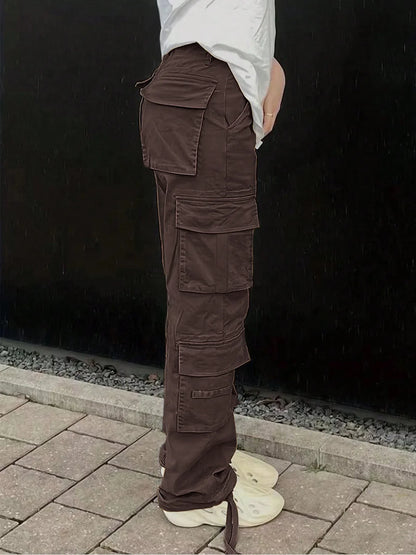 Casual Women's Tactical Pants Straight Leg Mountain Climbing High Street Spring Summer New Style Workwear Long Trousers