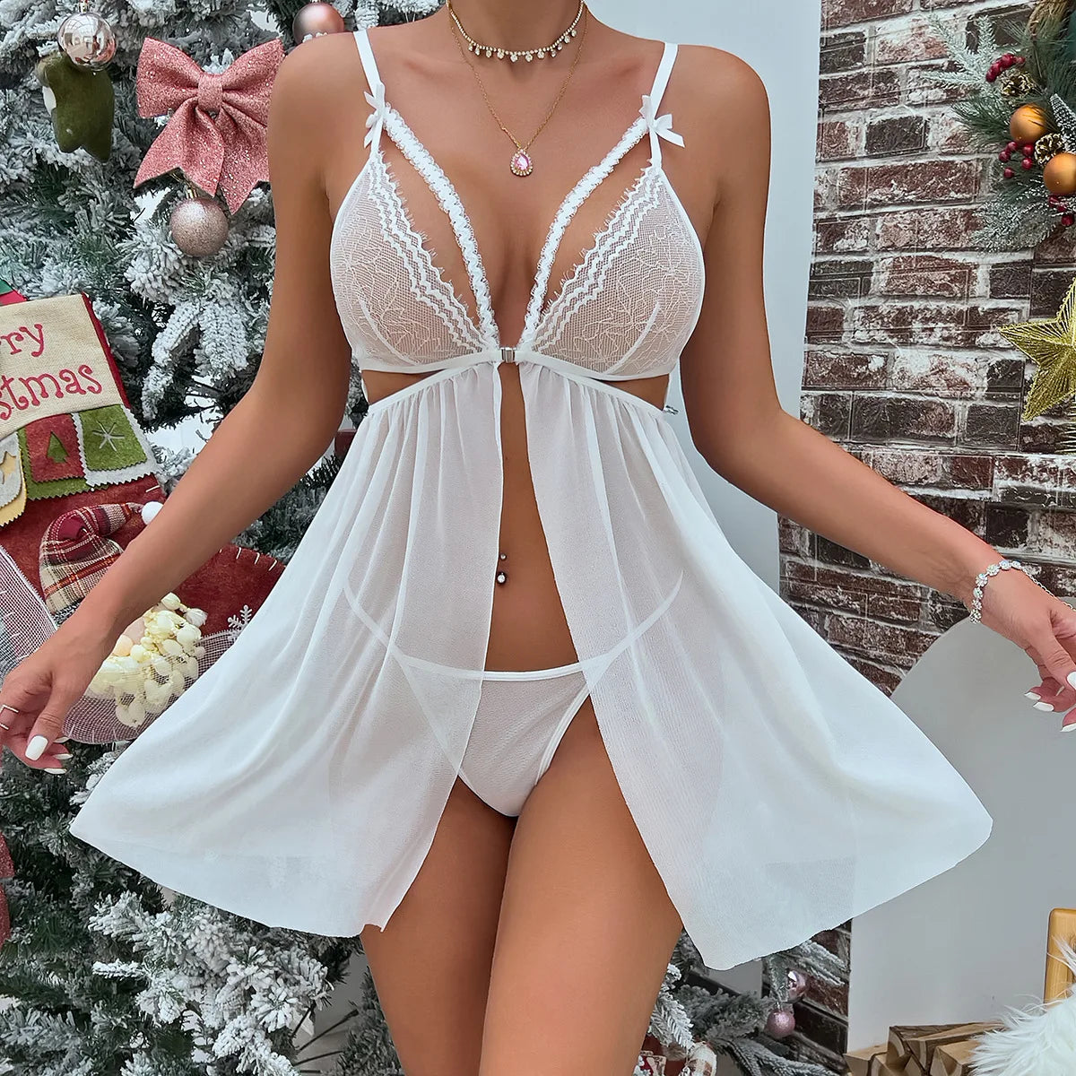 Sexy Lingerie For Woman Transparent Porno Sexual Clothing  Dress Erotic Underwear Nightdress With Thong Sleepwear