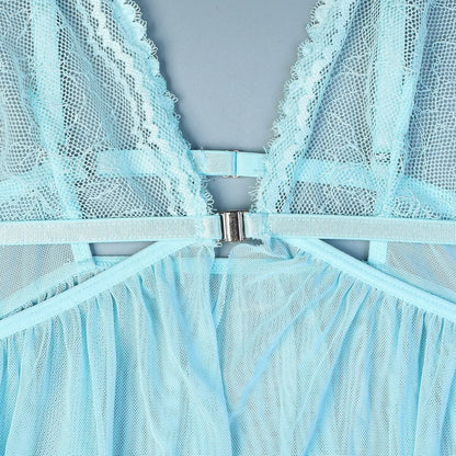 Sexy Lingerie For Woman Transparent Porno Sexual Clothing  Dress Erotic Underwear Nightdress With Thong Sleepwear