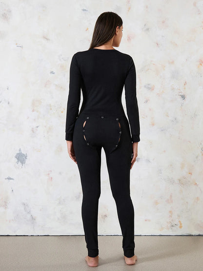 Women's 1Piece Lounge Pajamas Star Print Sexy Butt Button Back Flap Jumpsuit Sleepwear Romper Oversized Homewear