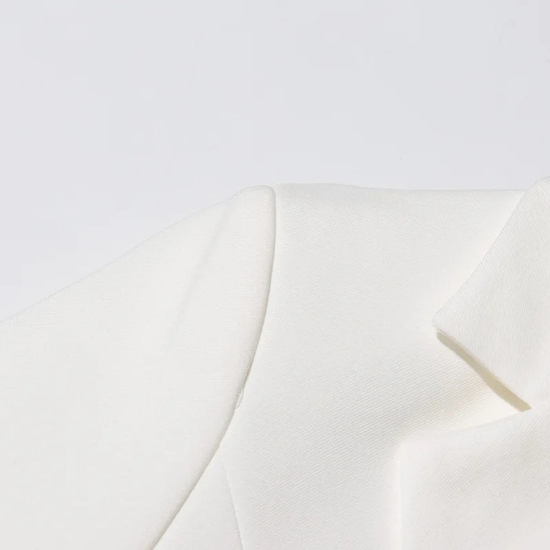 ZMEENNA White Blazer Notched Collar Single Button Patchwork Metal Tassel Jackets For Women 2025 Spring Fashion New Coats ZM628