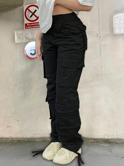 Casual Women's Tactical Pants Straight Leg Mountain Climbing High Street Spring Summer New Style Workwear Long Trousers