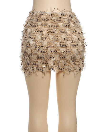 Weird Puss Colorful Tassel Skirts Peach Hip Women Thin Knit Wild Sexy Midnight Summer Trend Stretch Skinny Streetwear Bodycon