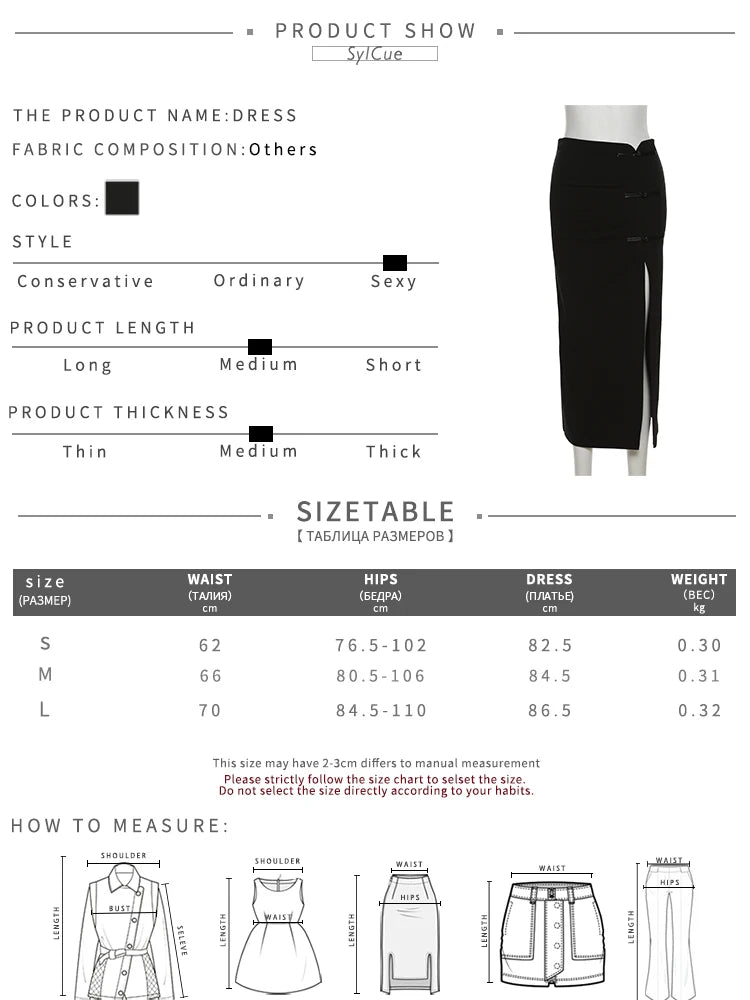 Nibber Black Sexy Split Simple Casual All-Match Hot Street Outing Cool Mature Vitality Personality Trend Basic Women'S Skirt