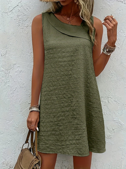 Chic Womens Sleeveless Mini Tank Dress - Lightweight & Breathable for Summer & Spring - Casual Loose Fit Fashion