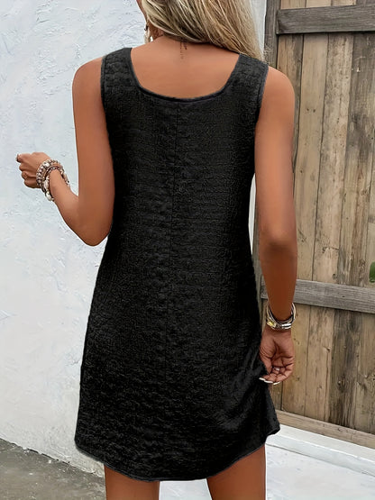Chic Womens Sleeveless Mini Tank Dress - Lightweight & Breathable for Summer & Spring - Casual Loose Fit Fashion