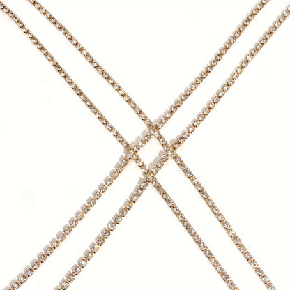 Luxury Cross Chest Chain Shiny Rhinestones Body Chain Jewelry