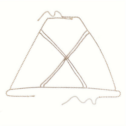 Luxury Cross Chest Chain Shiny Rhinestones Body Chain Jewelry